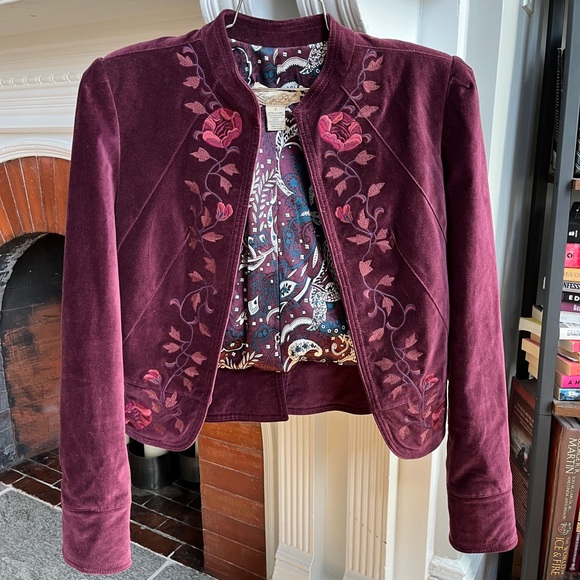 Lucky Brand Embroidered Velvet Jacket - Size S - Picture 1 of 7